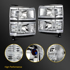 Set of 2 Headlight Assemblies for Chevy Silverado 1500 (2014–2015) Chrome