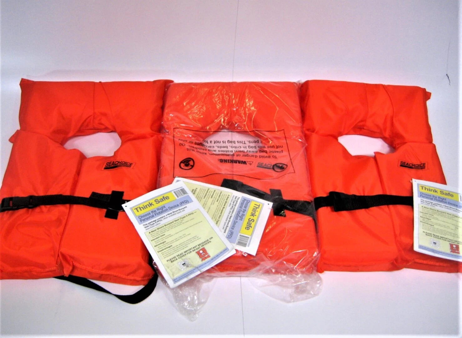 Set of 3 Adult Type II PFD Universal Life Vests for Seachoice 50-85520