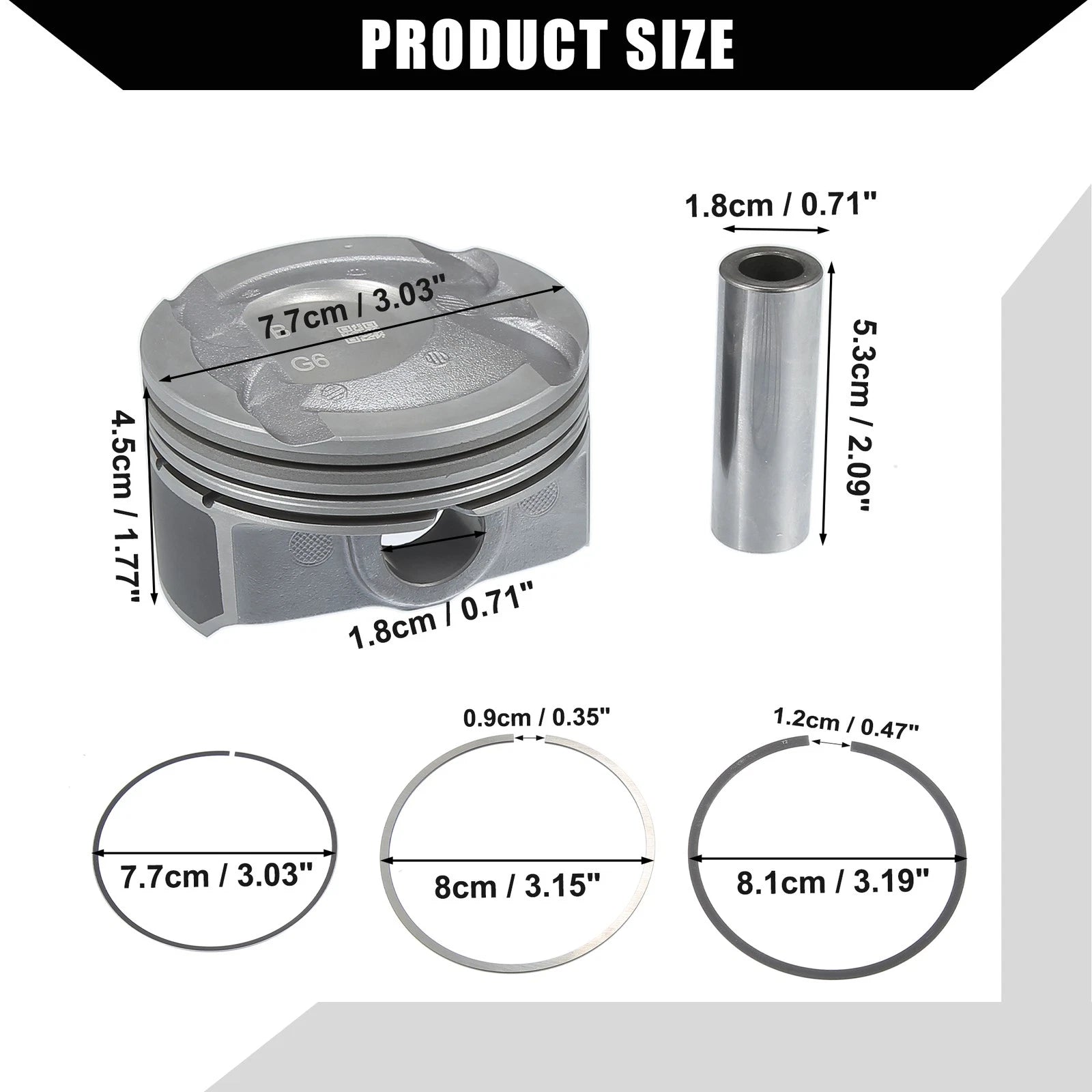 Set of 1 Engine Piston and Pin Assembly for Hyundai Accent Sport (2012–2017)
