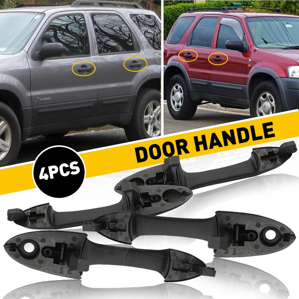 Set of 4 Outside Door Handles Black for Ford Focus Escape (2000–2007)