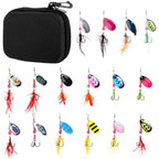 16 Piece Spinner Bait Kit with Rotating Metal Lures and ABS Hooks