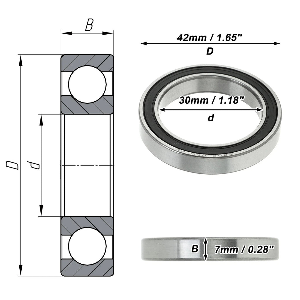 1 Pc Deep Groove Ball Bearing P5 for Scooter Skateboard (30x42x7mm)