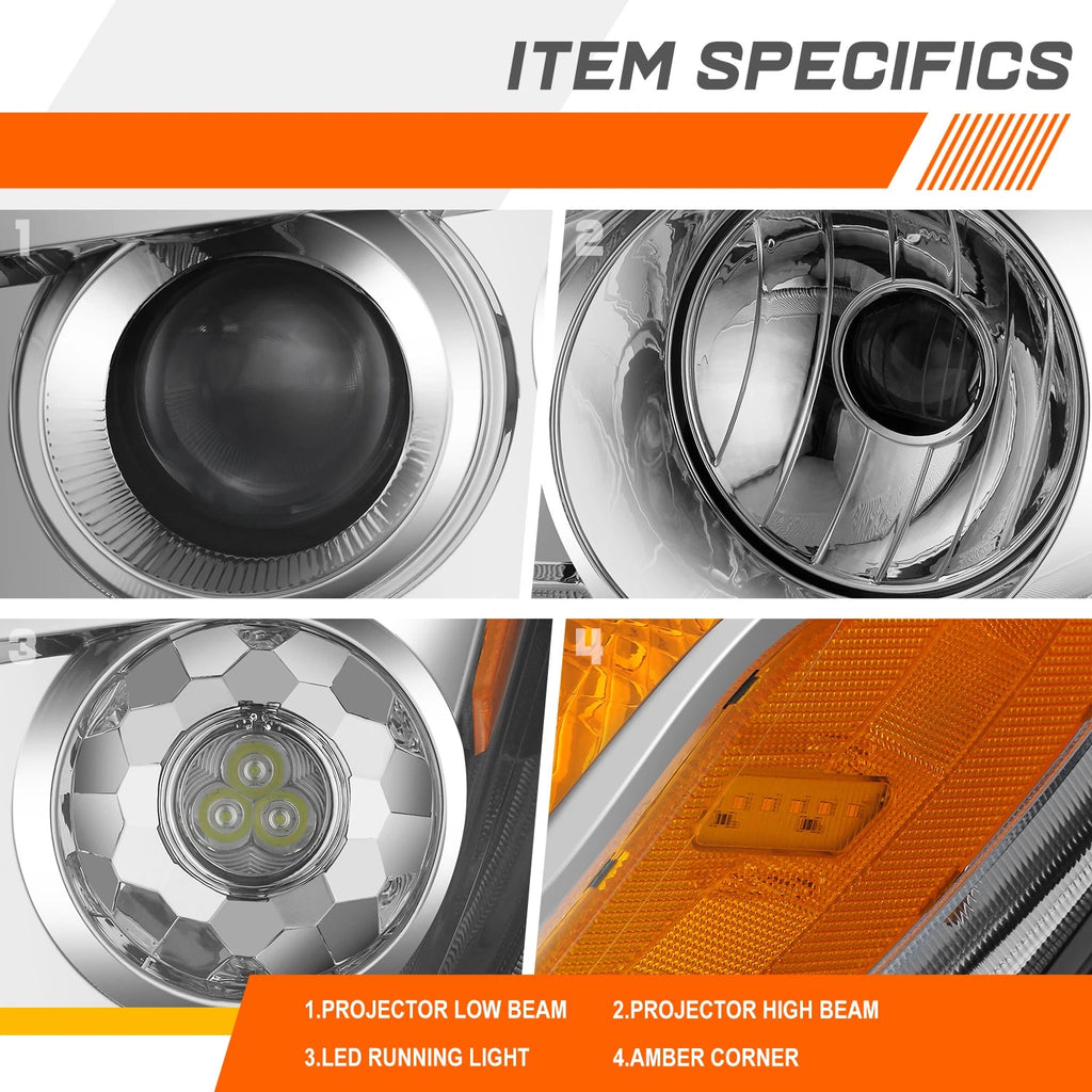 Full LED Projector Chrome Headlights for Kenworth T680 (2022–2025)