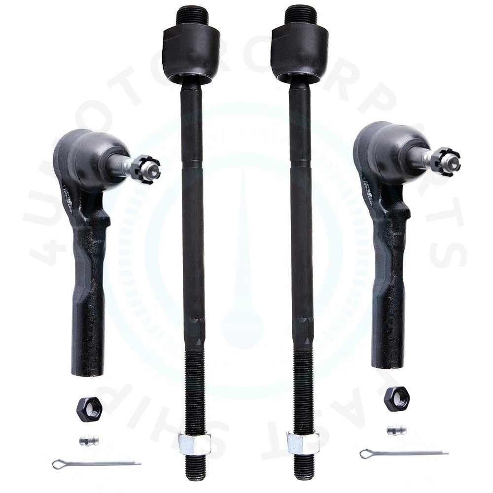 Set of 4 Front Inner Outer Tie Rods for Chevy Silverado Sierra 1500 (1999–2007)