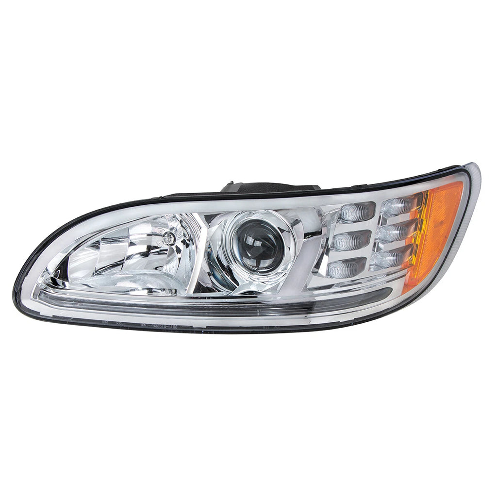 Driver Side Chrome Projection Headlight with LED DRL for Peterbilt (2016–2024)