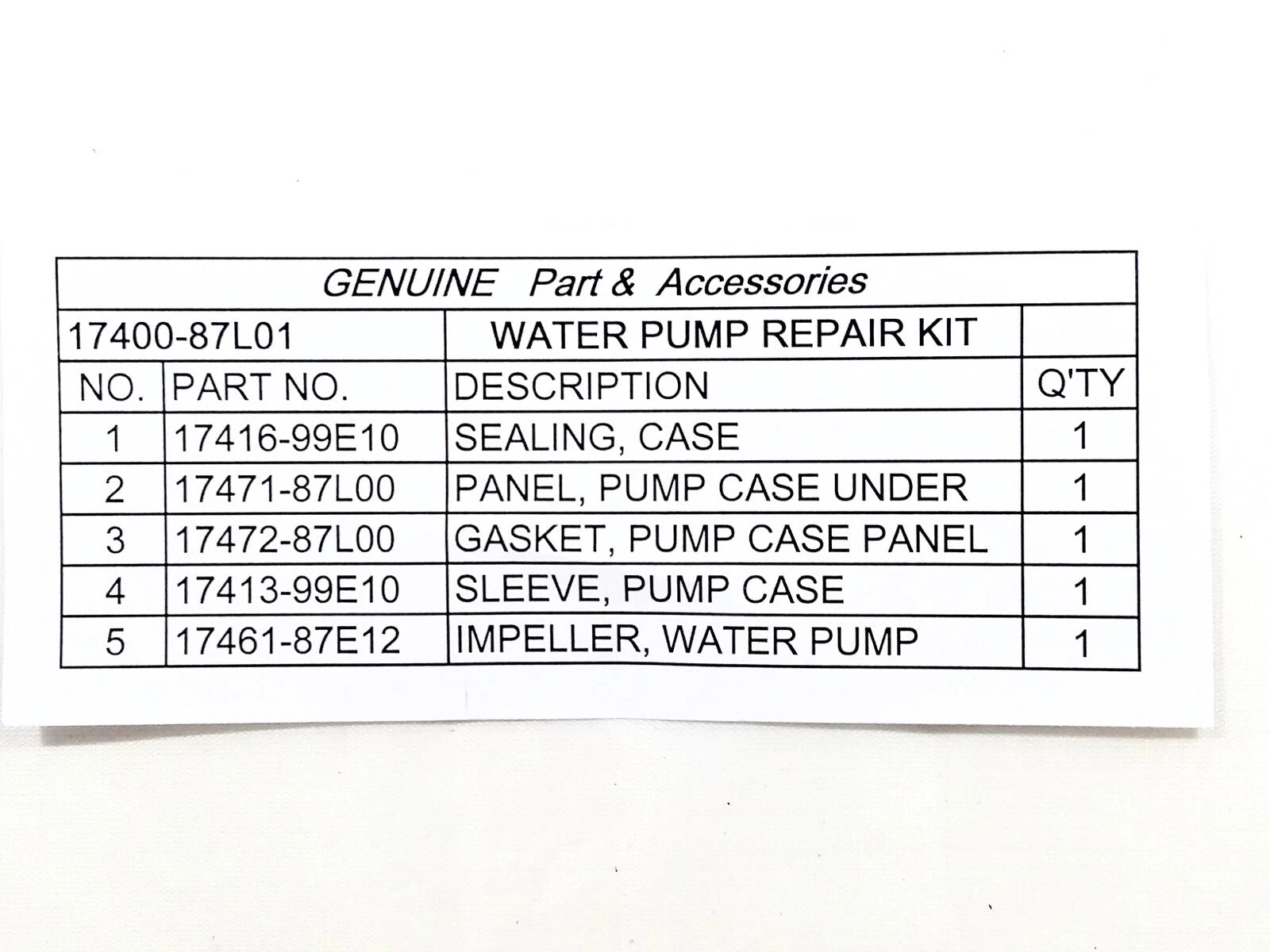 Water Pump Kit for Suzuki DF70-DF80-DF90 (17400-87L00)