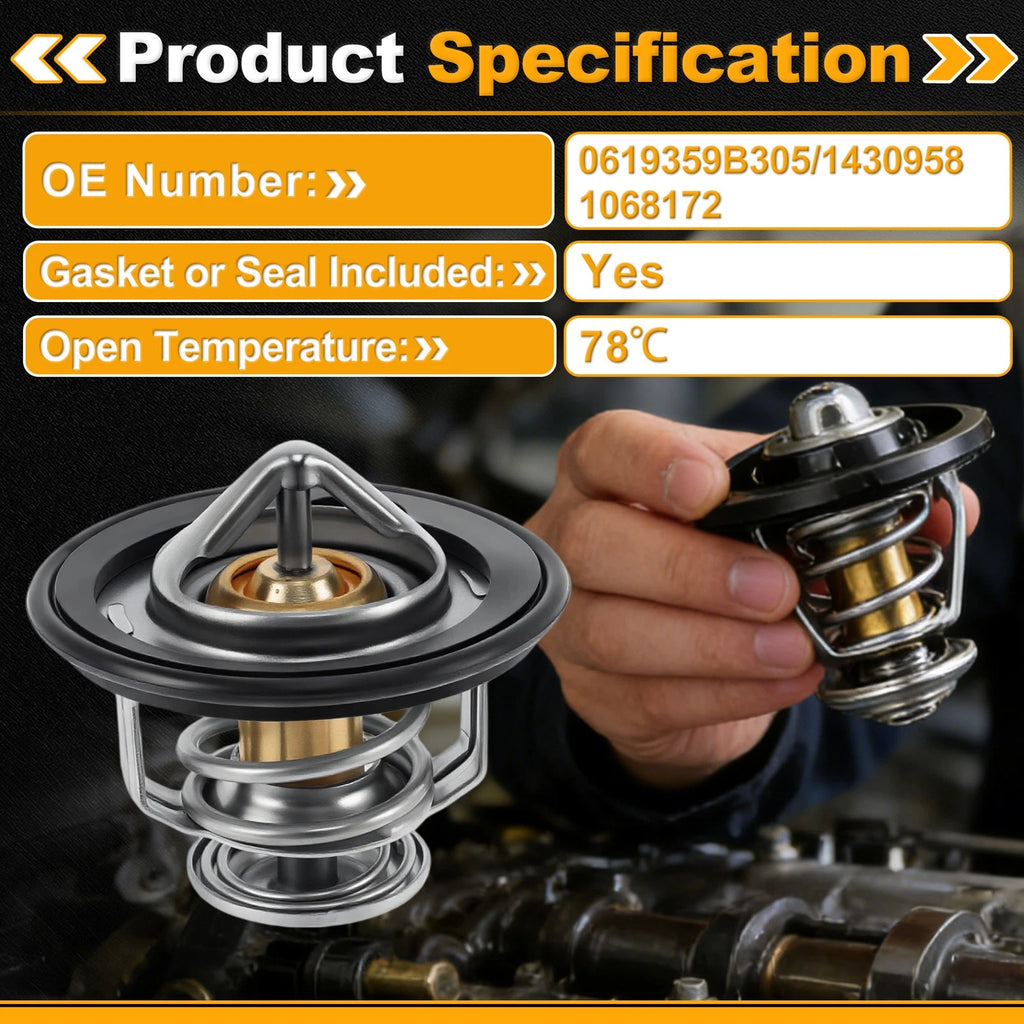 Engine Coolant Thermostat 0619359B305 for Honda CR-V (2017–2023) L4 1.5L
