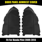 Black Microfiber Leather Door Panel Armrest Covers for Honda Pilot (2009-2013)