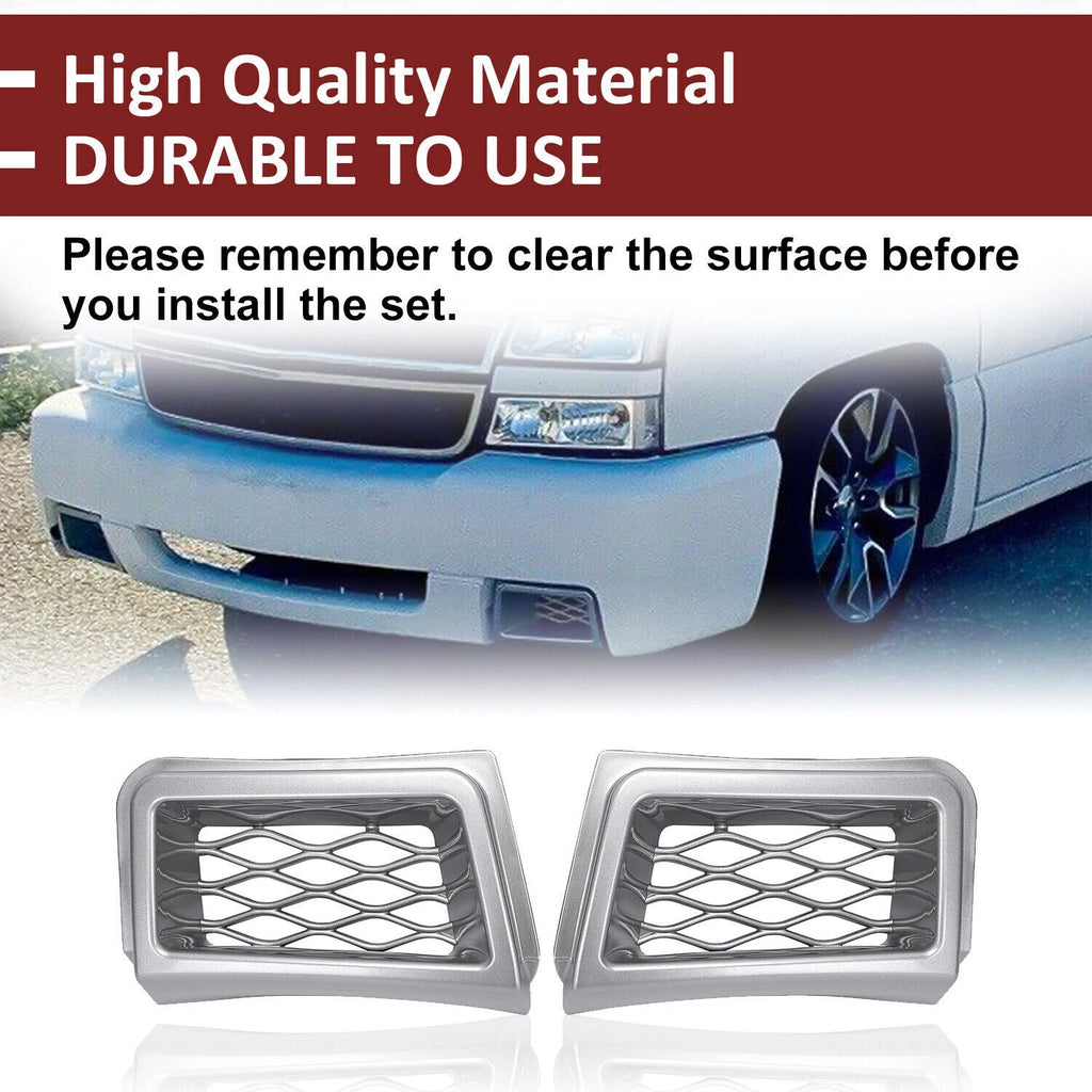 Set of 2 Bumper Air Duct Grille Covers for Chevy Silverado 1500 (2003-2007)