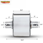 2X 2.5" Center Inlet/Outlet Race Chambered Exhaust Muffler (12.5"L)