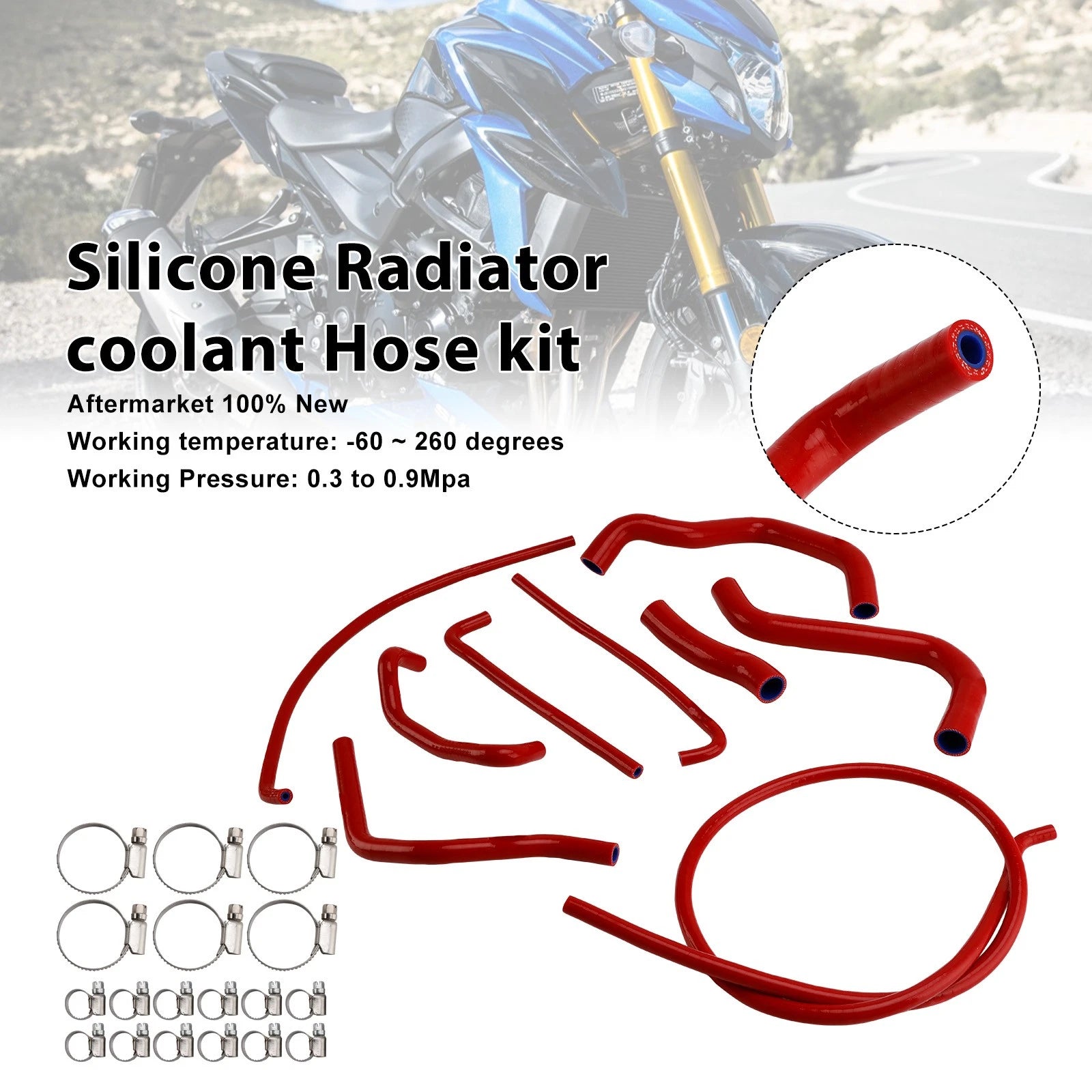 Silicone Radiator Coolant Hose Kit for Suzuki GSX-S750/Z (2017–2025) Red