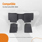 Set of 4 All-Weather Floor Mats for Kia Forte (2019–2024) Black Rubber