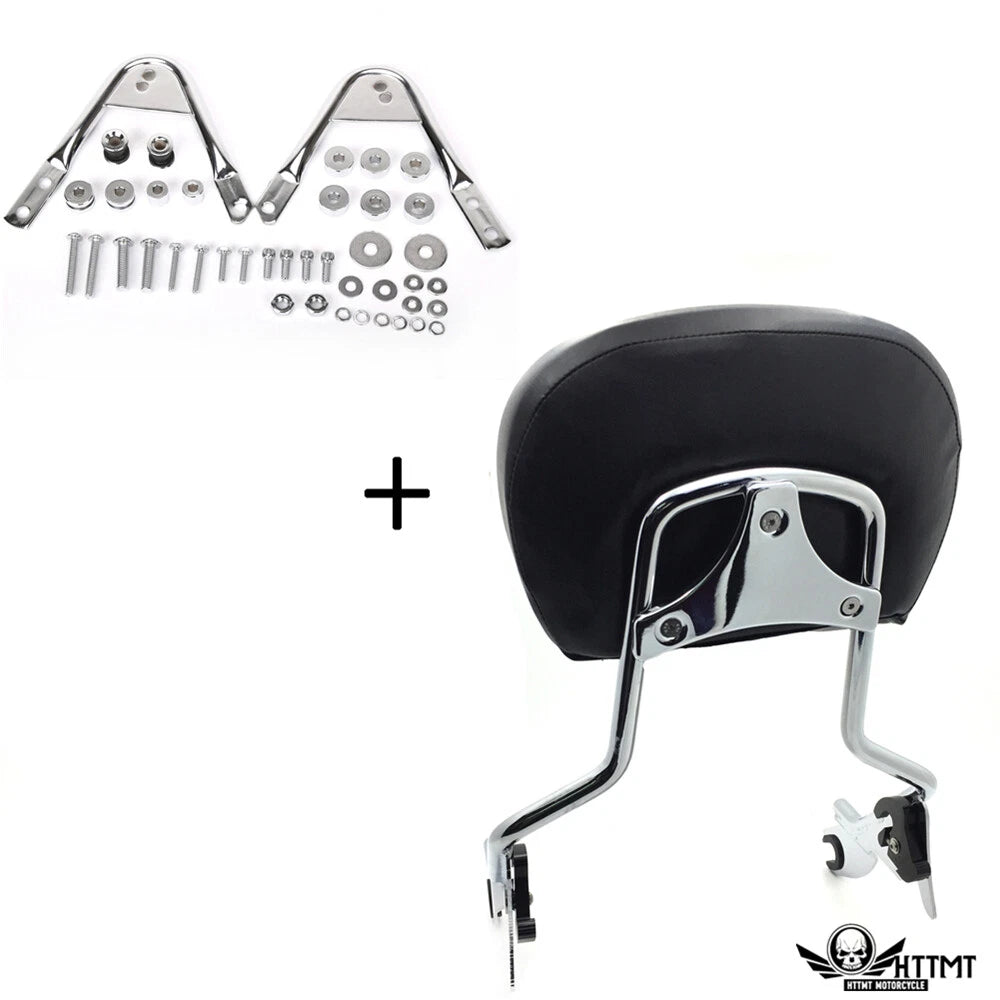 Chrome Gear Skull Backrest Sissy Bar Docking for Harley Touring FLHR (1997–2008)