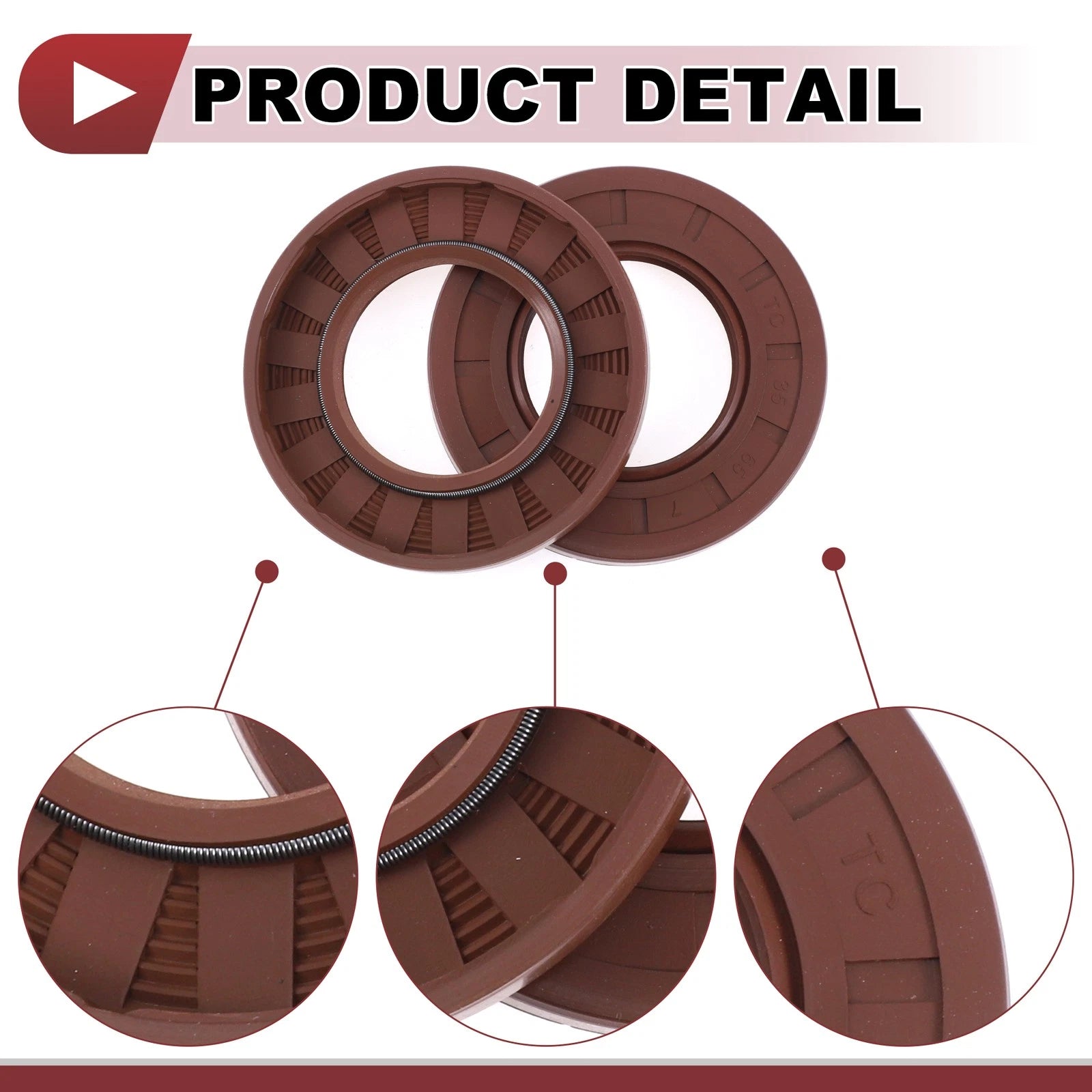 2X Oil Seal Rotary Shaft Seal FKM Rubber 35x65x7mm for Various Models 