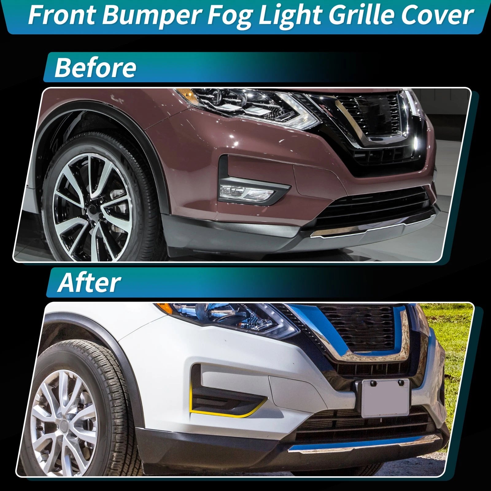 Fog Light Grille Cover for Nissan Rogue (2017–2020) No.622576FL0A/622566FL0A