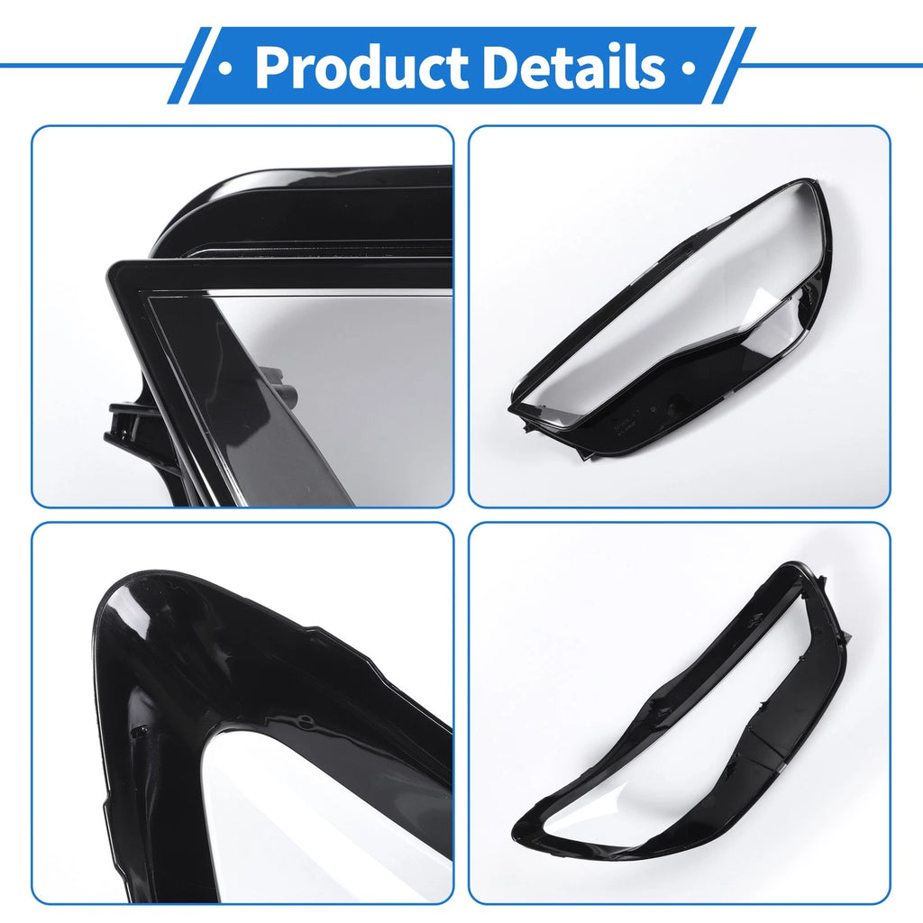 1 Pc Headlight Lens Cover for Audi A6 (2016–2018) Black