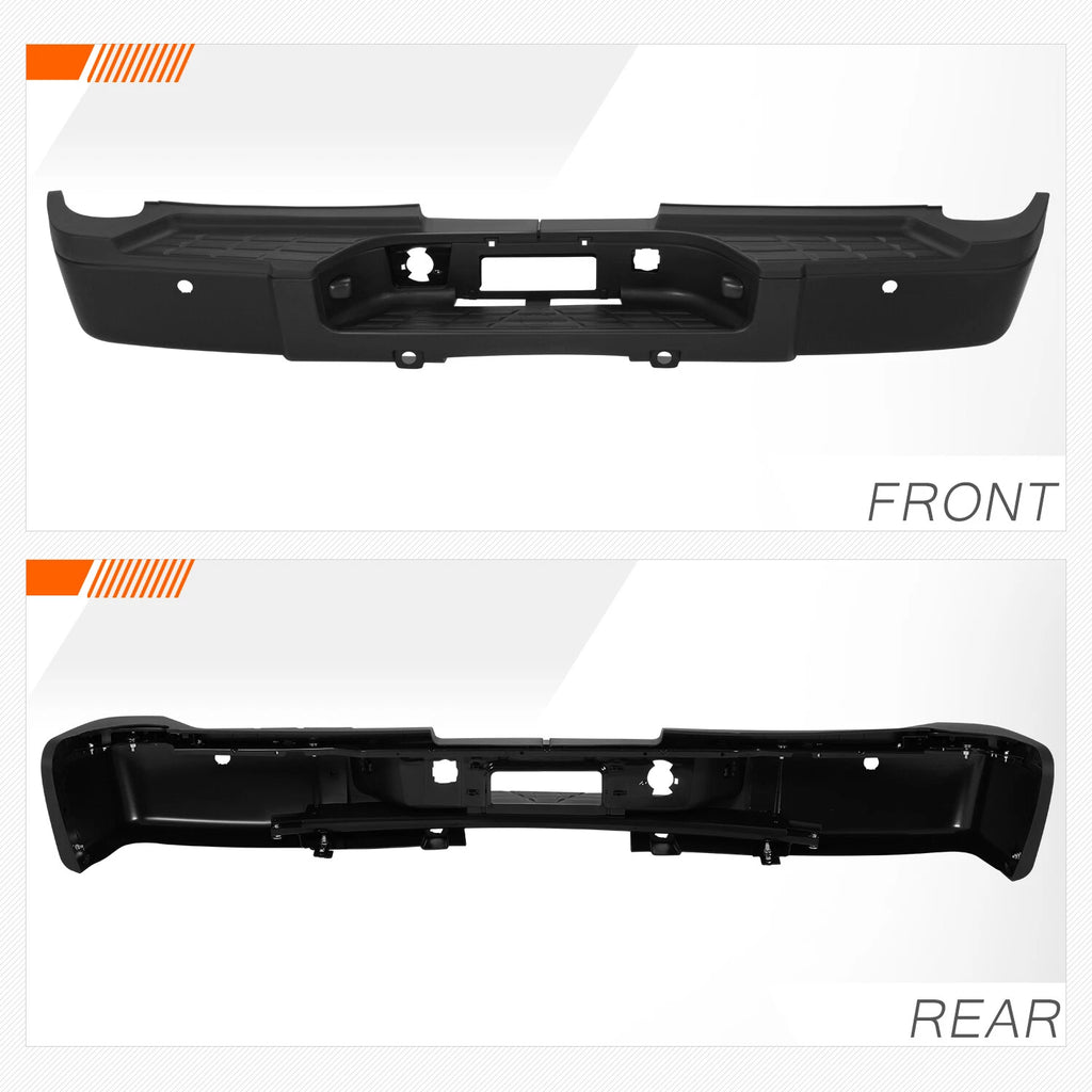 Rear Bumper for Silverado Sierra 2500/3500HD (2007–2010) w/Sensor Hole, License Lamps