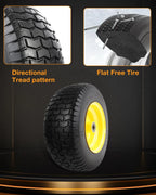 2X 16x6.50-8 Flat Free Tire Wheel Set w/ Bearings for Garden Tractor Mower