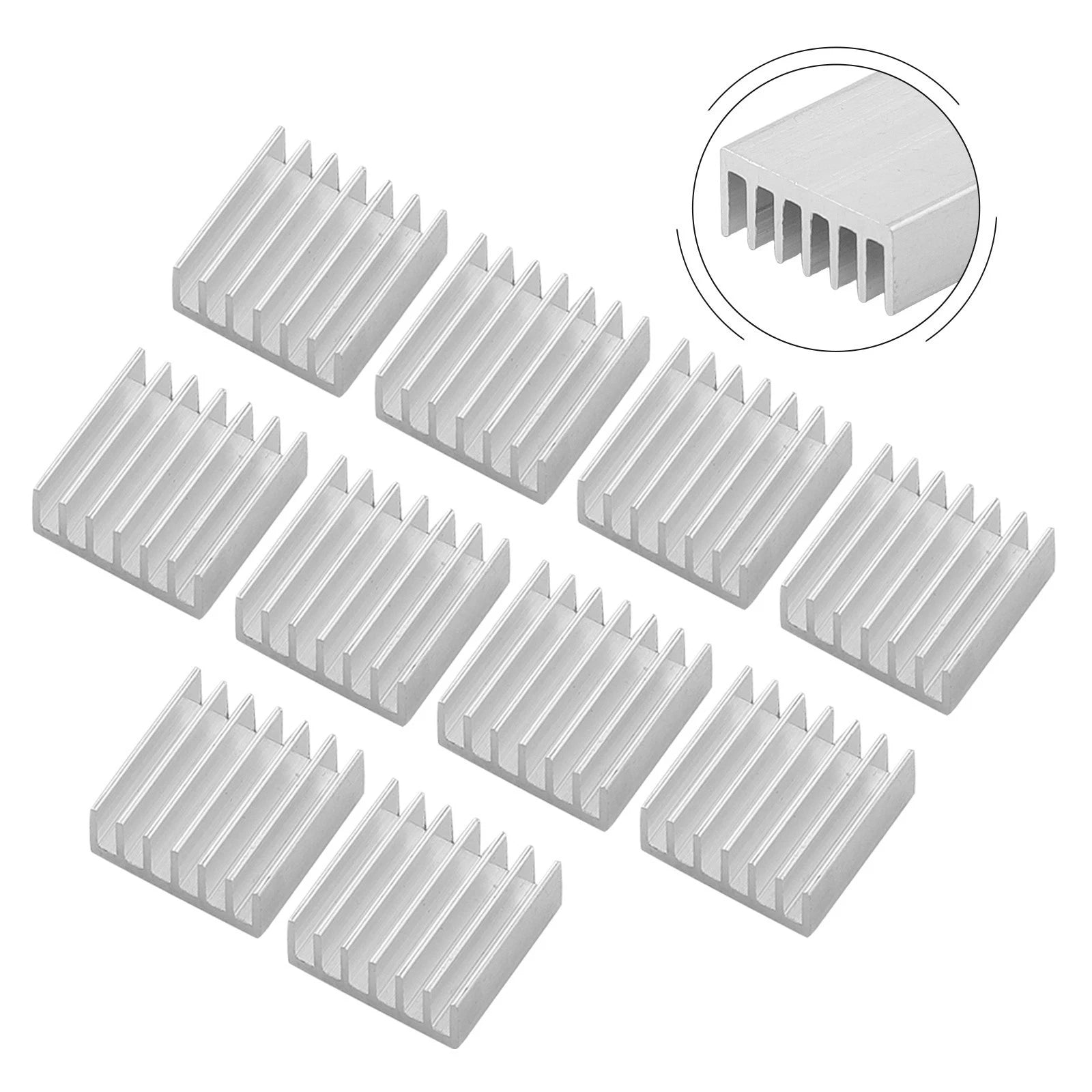 Set of 10 Aluminum Heatsink Chips for Computer Radiator (14x14x6mm)
