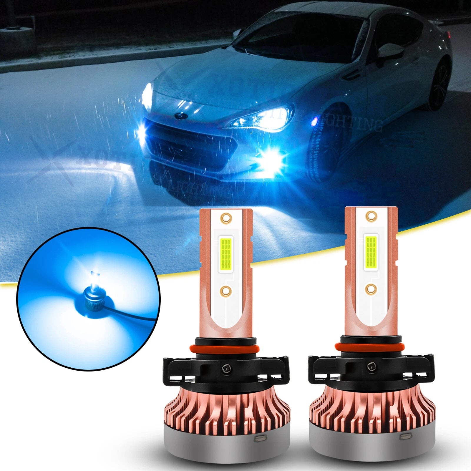 2x 8000K Ice Blue LED Front Fog Bulb for H16 (2011–2015)