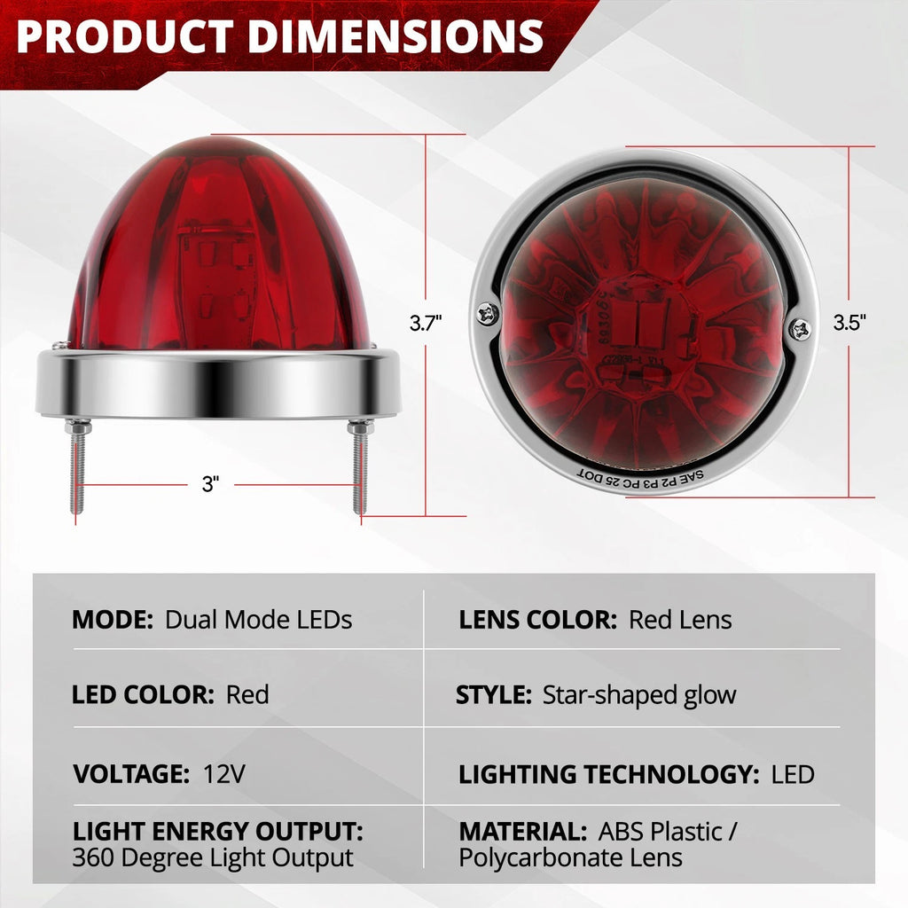 10pcs Chrome Red LED Side Marker Lights for Universal Fit