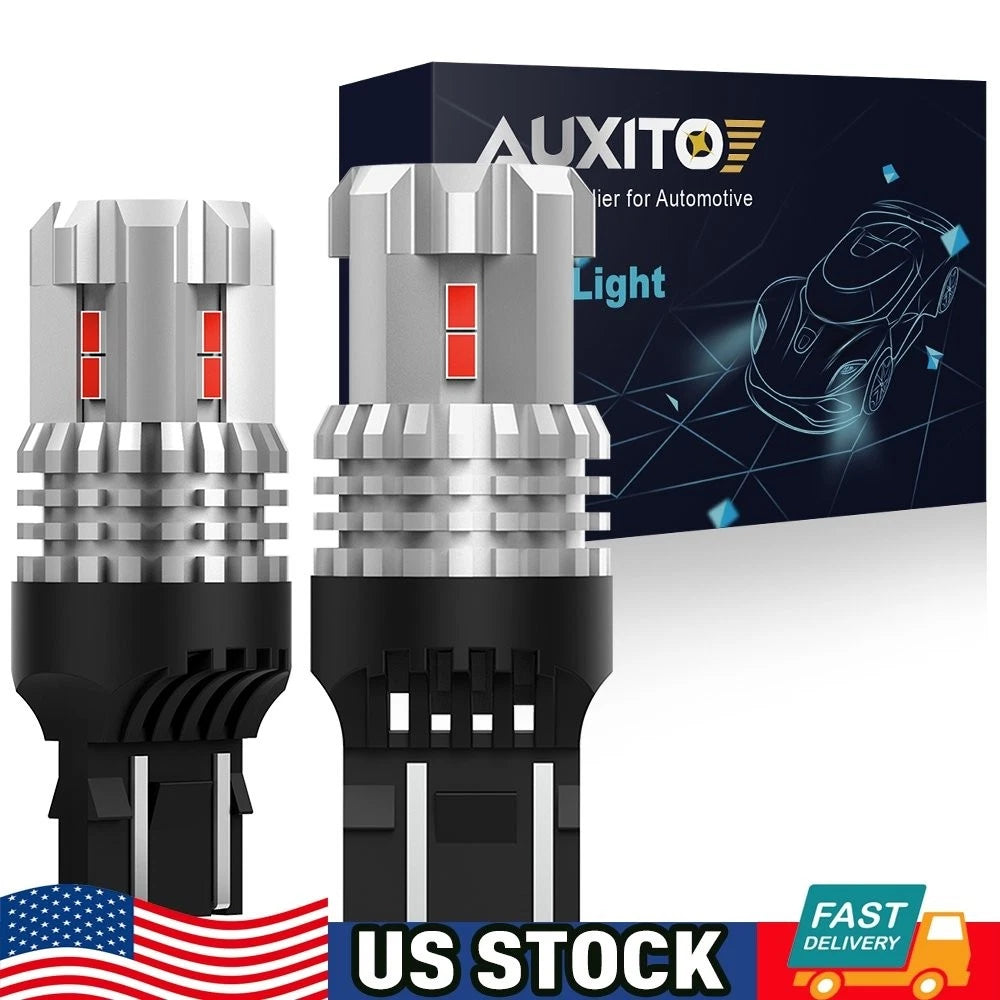 2X AUXITO Super Red LED Brake Stop Turn Signal Tail Light Bulbs 7443 7444 7440 H