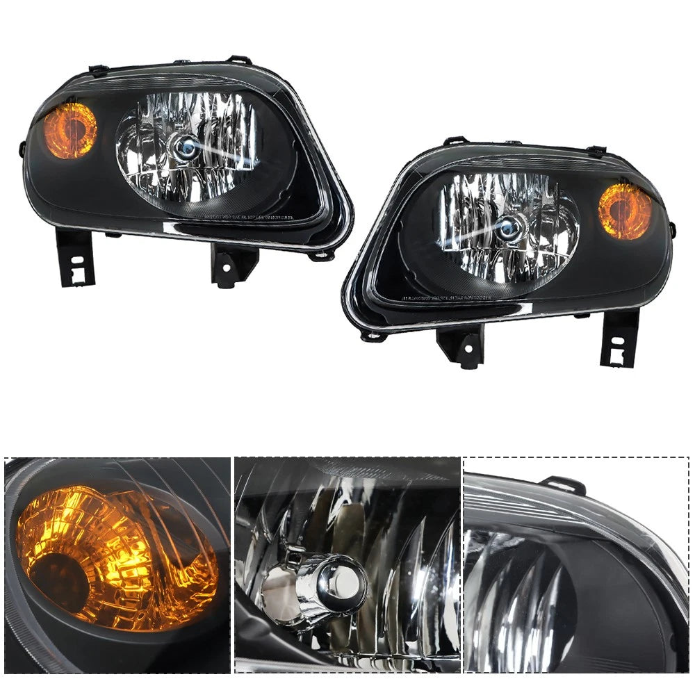 Set of 2 Headlights for Chevy HHR (2006–2011) Halogen Black Housing Clear