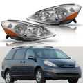 Set of 2 Headlight Assemblies for Toyota Sienna (2006–2010) Chrome Amber
