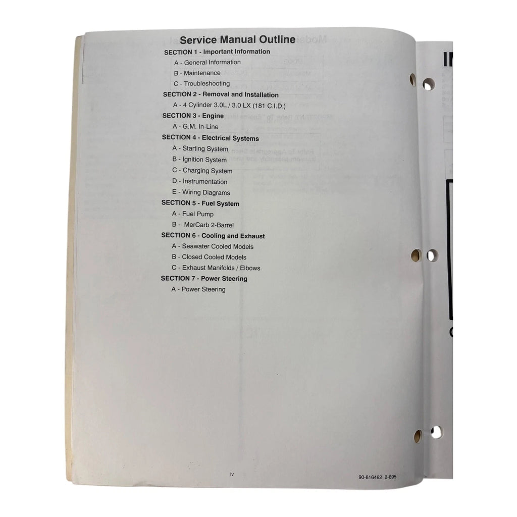 Service Manual #13 for Mercruiser GM 4 Cylinder Marine Engines (1995)