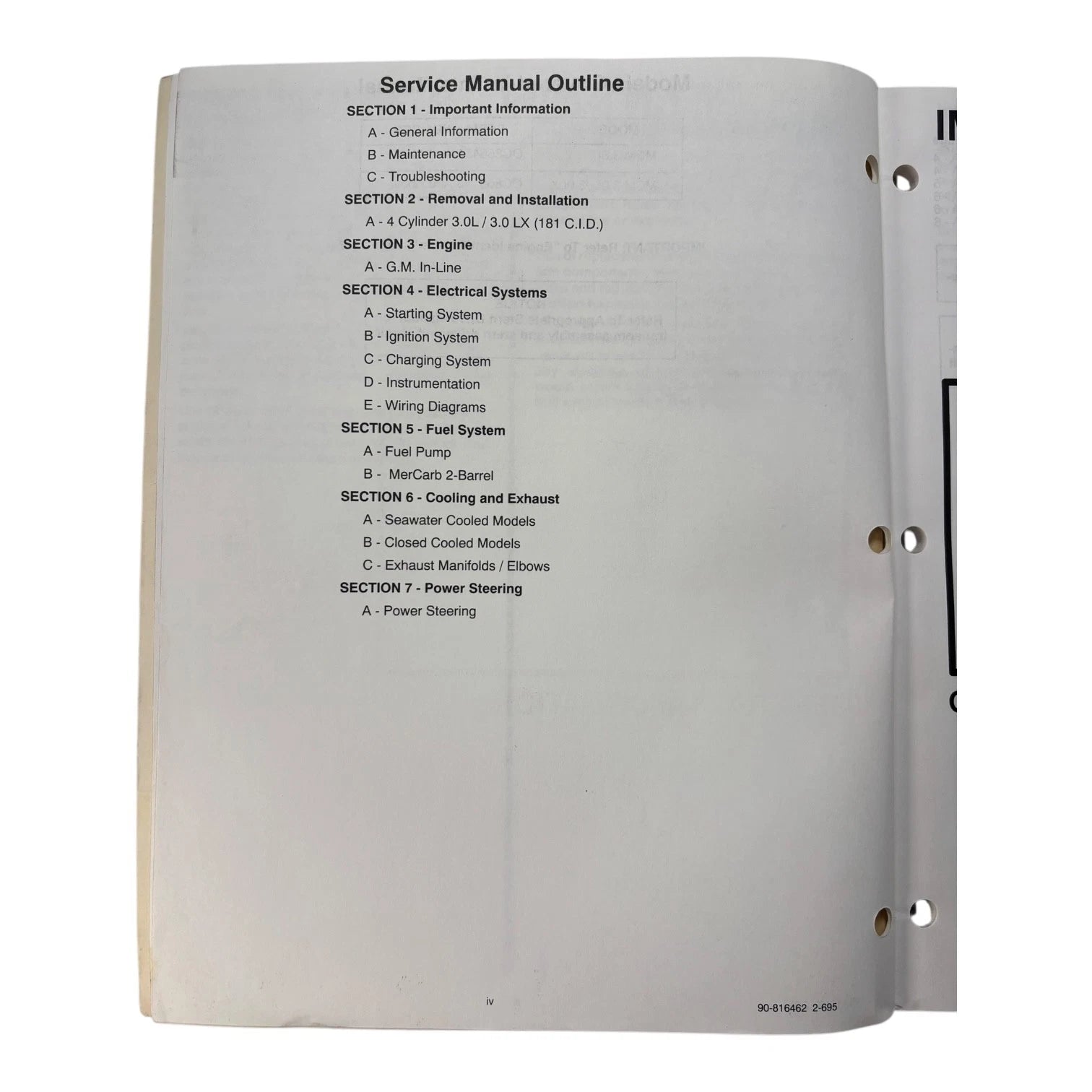 Service Manual #13 for Mercruiser GM 4 Cylinder Marine Engines (1995)