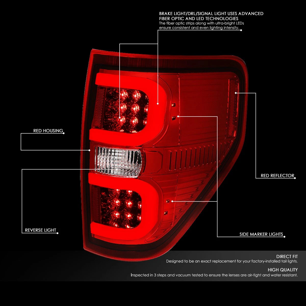 Tron Style LED Bar Tail Brake Light Reverse Lamps for Ford F150 (2009–2014)
