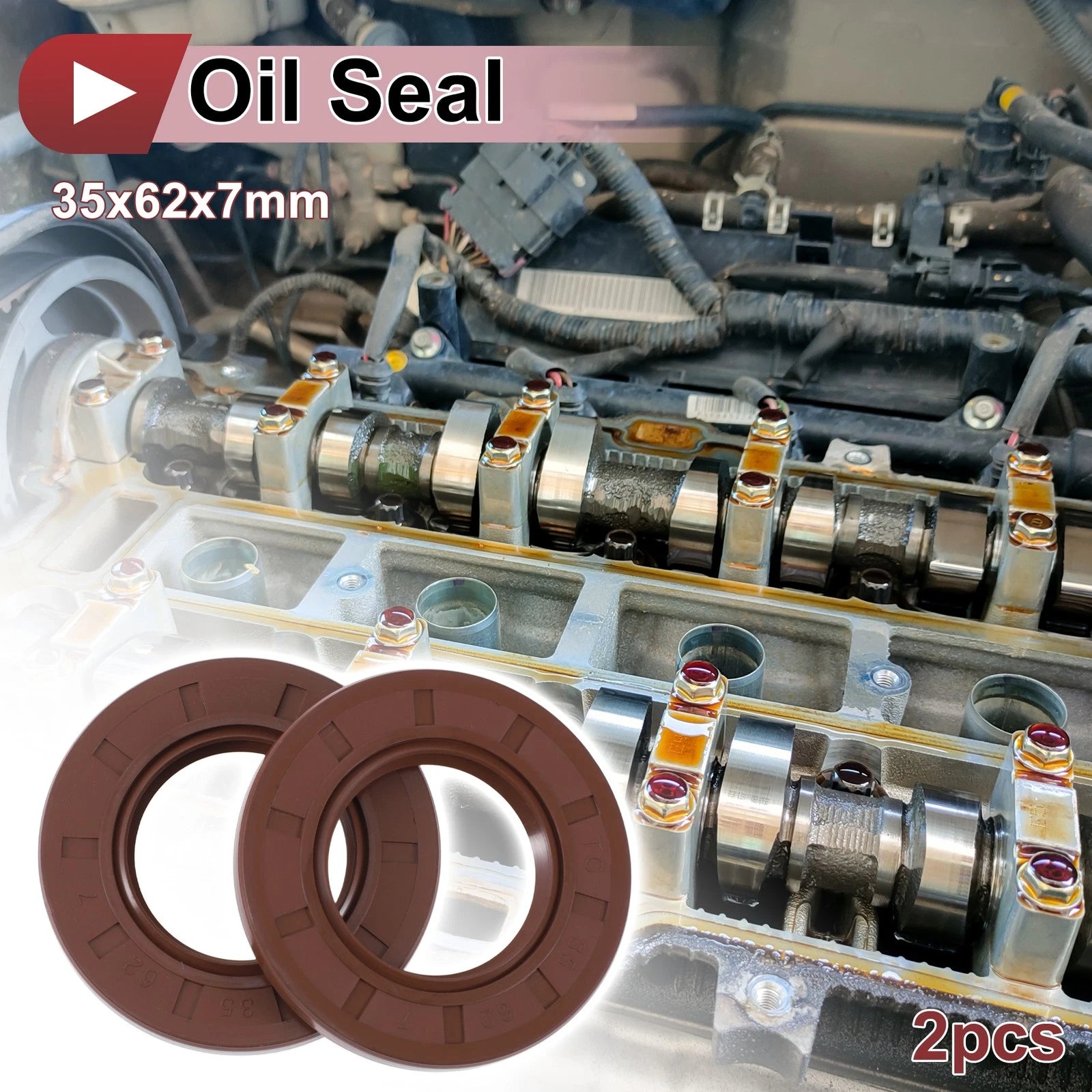 2X Oil Seal Rotary Shaft Seal for Various Models (35x62x7mm) FKM Rubber