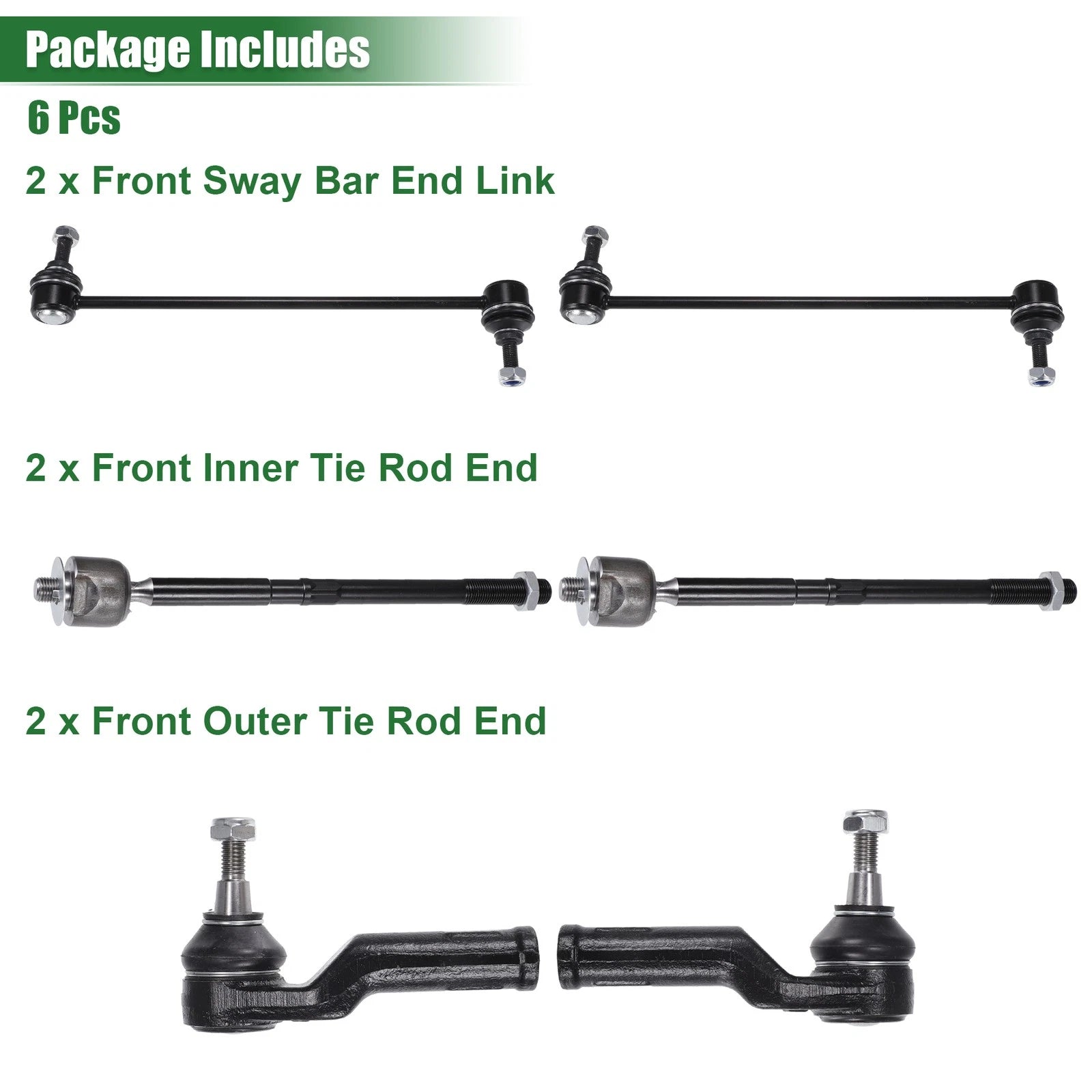 6pcs Front Suspension Kit Tie Rod End Sway Bar Link for Ford C-Max (2013–2014)