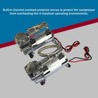 Dual Chrome Air Compressor Kit for Universal Vehicles (12V)
