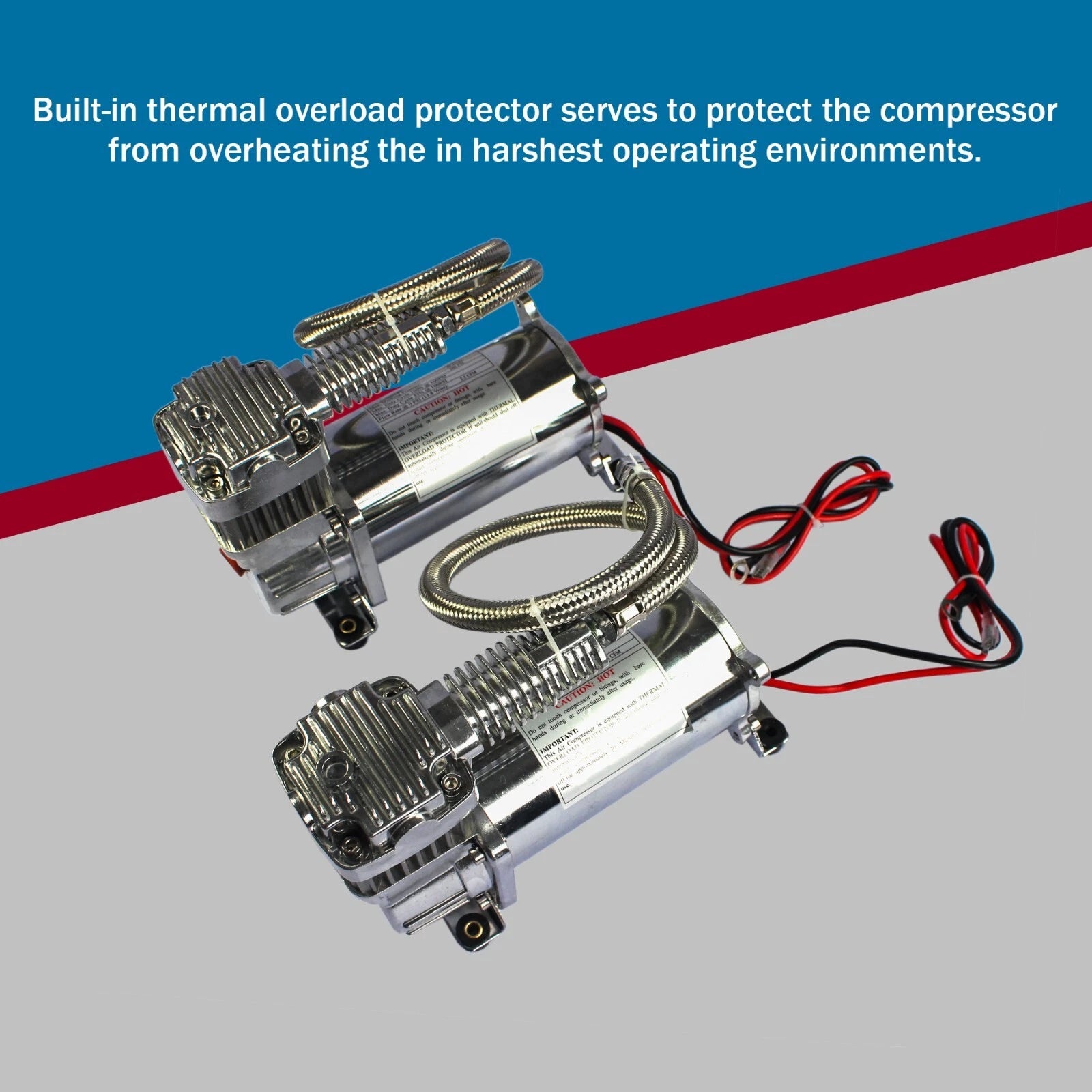 Dual Chrome Air Compressor Kit for Universal Vehicles (12V)