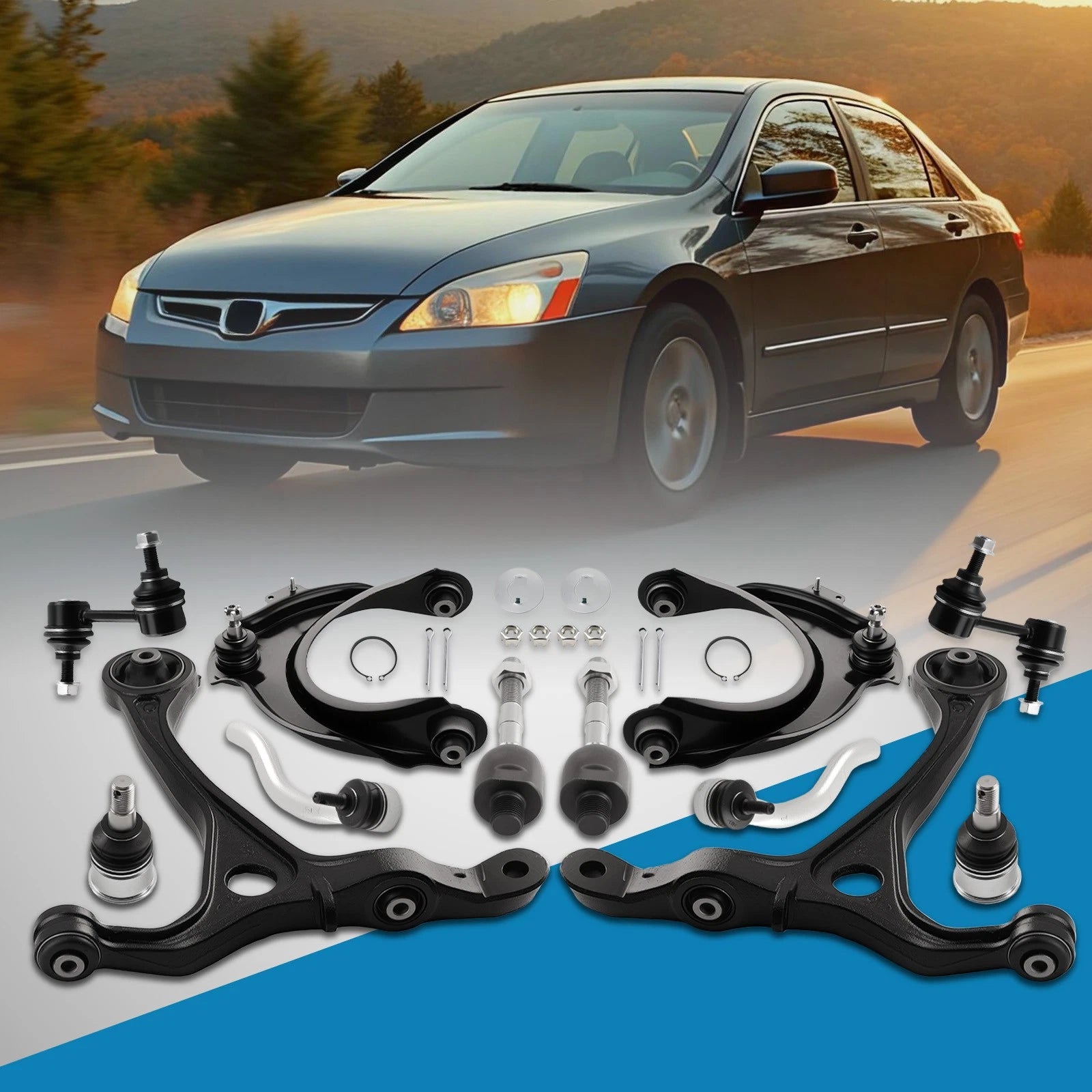 12x Front Upper Lower Control Arms Suspension Kit for Honda Accord TSX (2003–2007)