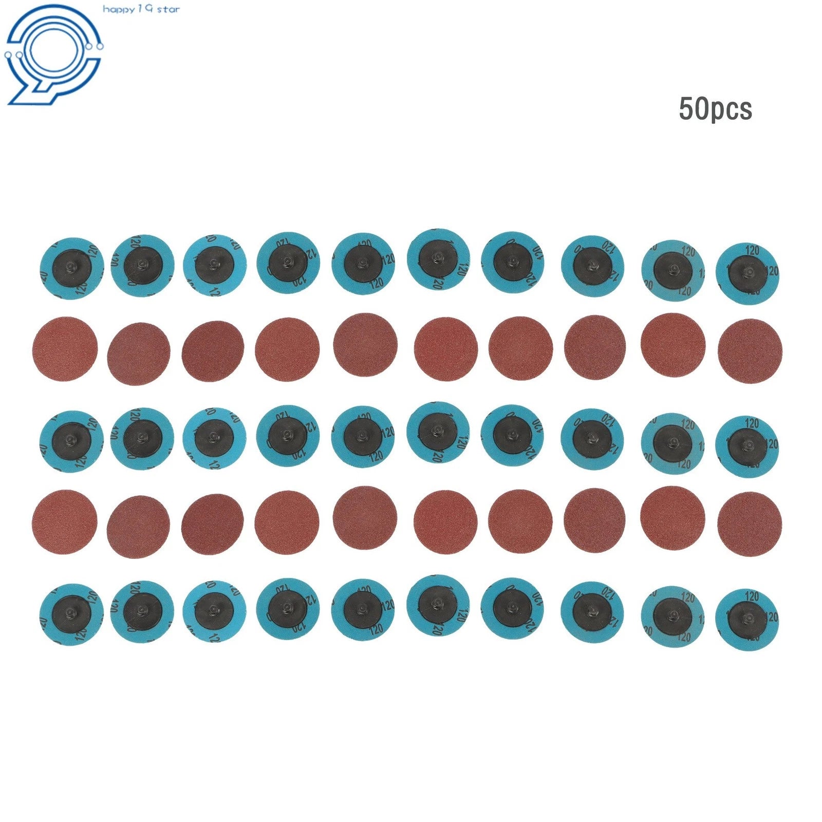 50PCS 2 Inch Aluminum Oxide Sanding Discs for Die Grinder (120 Grit)