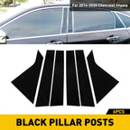 Set of 6 Black Pillar Posts for Chevrolet Impala (2014–2020)