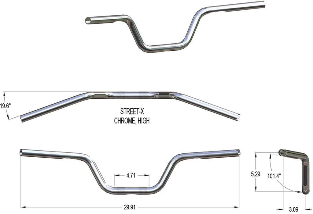 KHROME WERKS Street-X Handlebars for - Chrome 300900