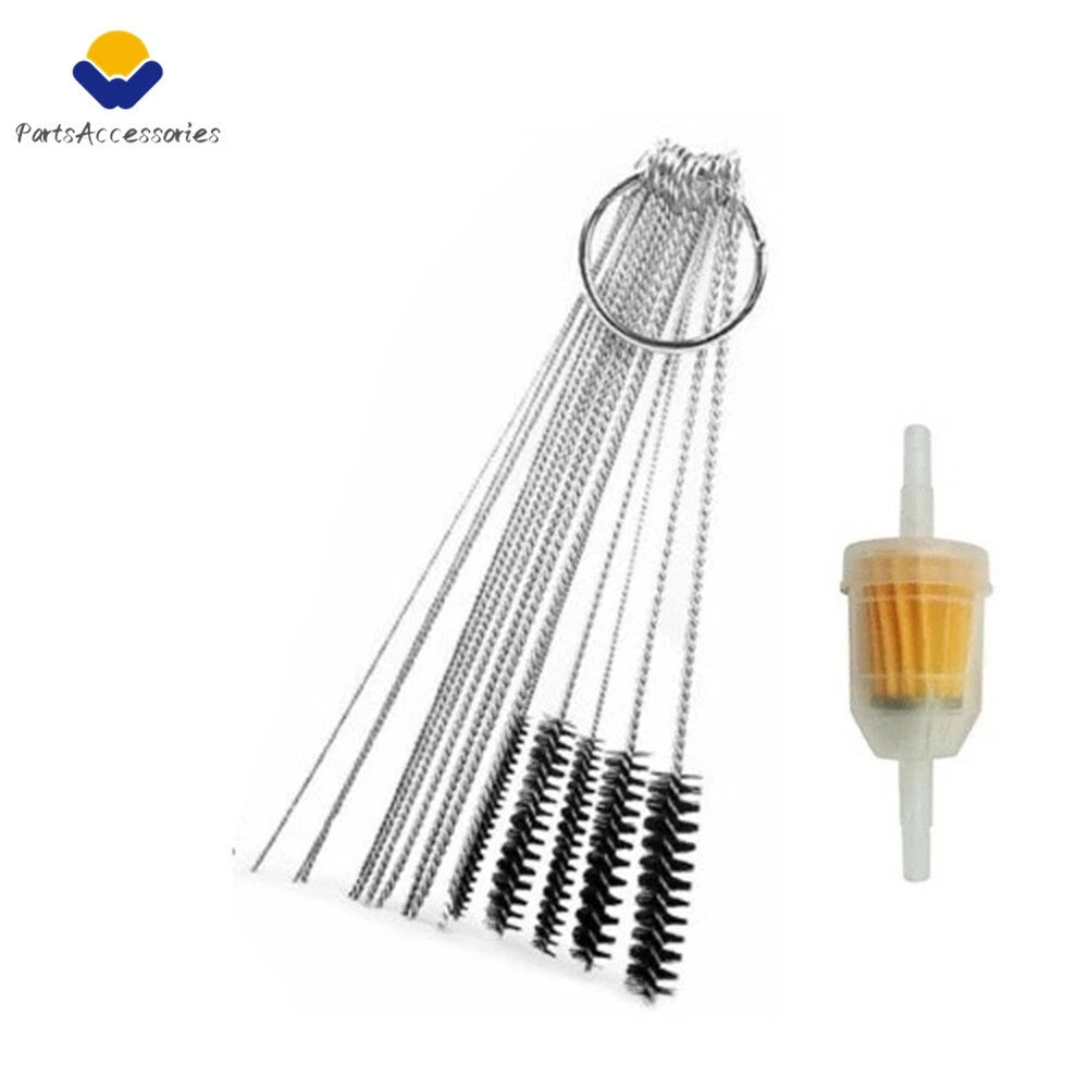 10-Piece Stainless Steel Carburetor Cleaning Kit & Fuel Filter