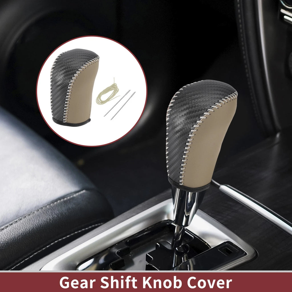 1 Pc Gear Shift Knob Cover for Subaru Forester (2006–2012) Beige Faux Leather