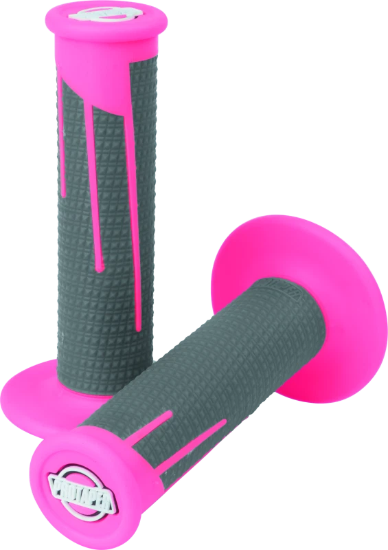 ProTaper Full Diamond Clamp-On Grips for Motorcycle (2010–2023) - Neon Pink/Dark Gray