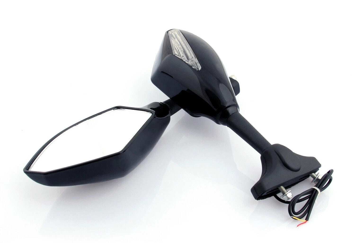 LED Turn Signal Mirrors for Honda Kawasaki Suzuki Yamaha (Universal) BLACK