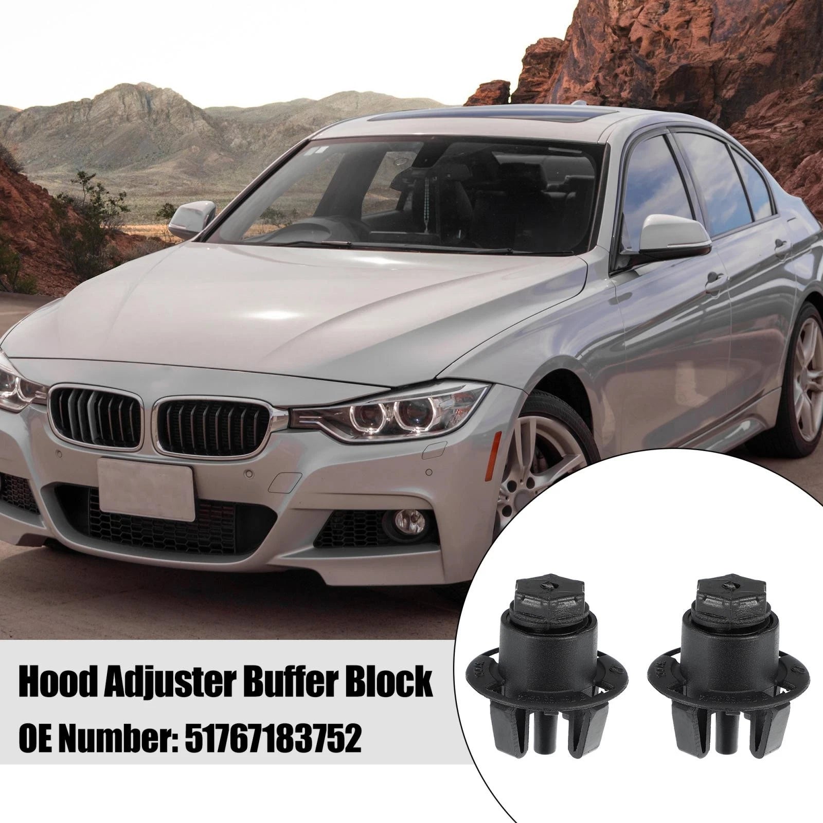 2X Bonnet Hood Adjuster Buffer Block for BMW (No. 51767183752)