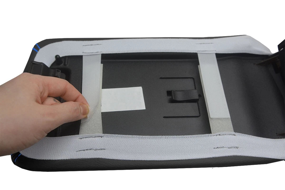 Console Lid Armrest Cover for Cadillac CTS (2008–2014) Blue Stitch