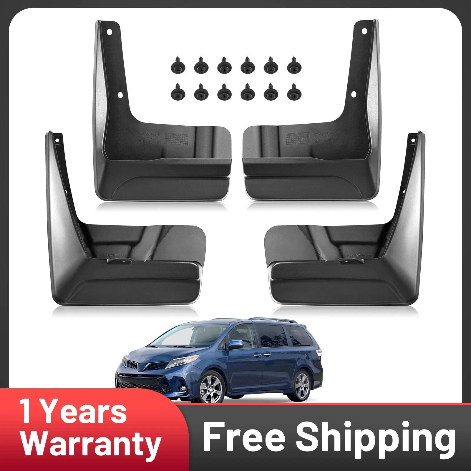 Fender Splash Guards Mudguards for 2018–2020 Toyota Sienna (3.5L)