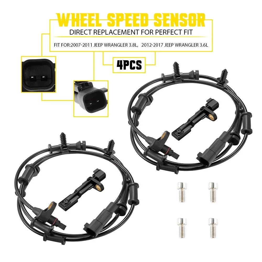 4X ABS Wheel Speed Sensor Set for Jeep Wrangler (2007–2016) EPY
