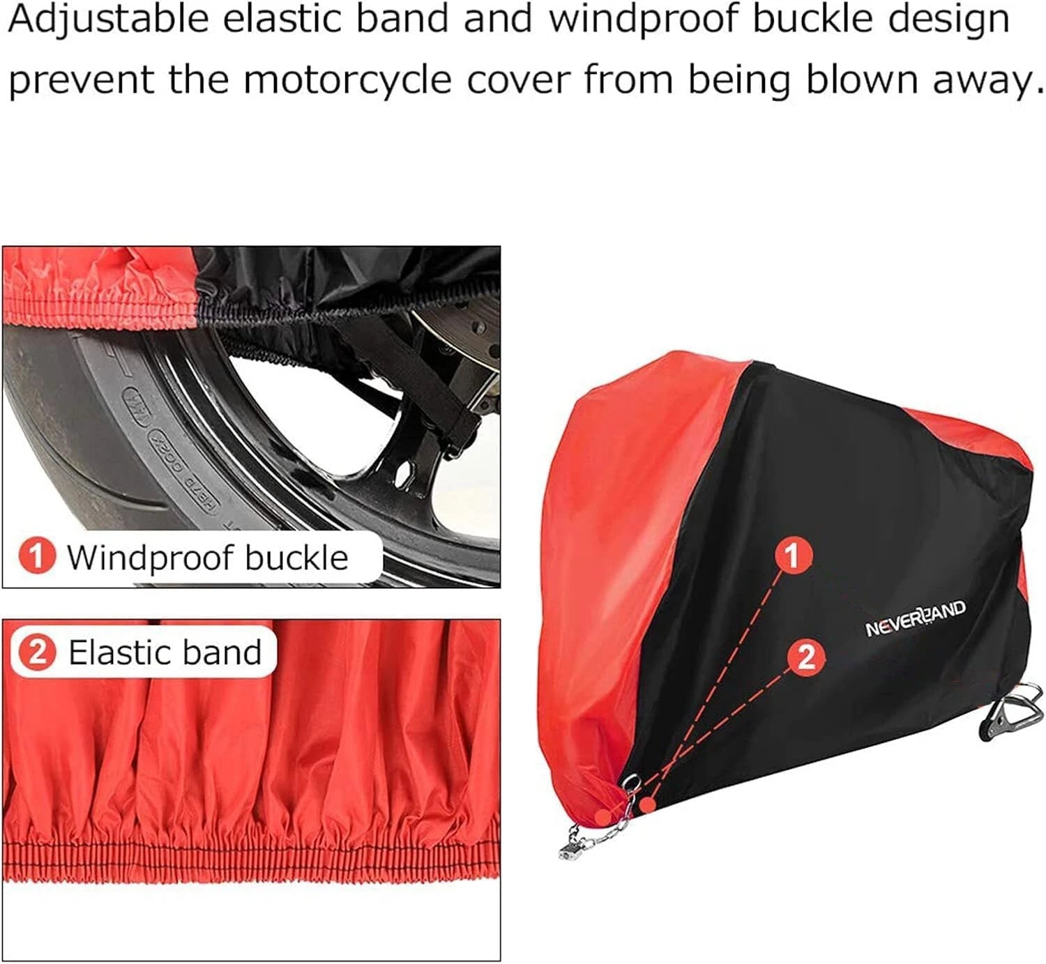 2XL Waterproof Heavy Duty Motorcycle Cover for Outside Storage