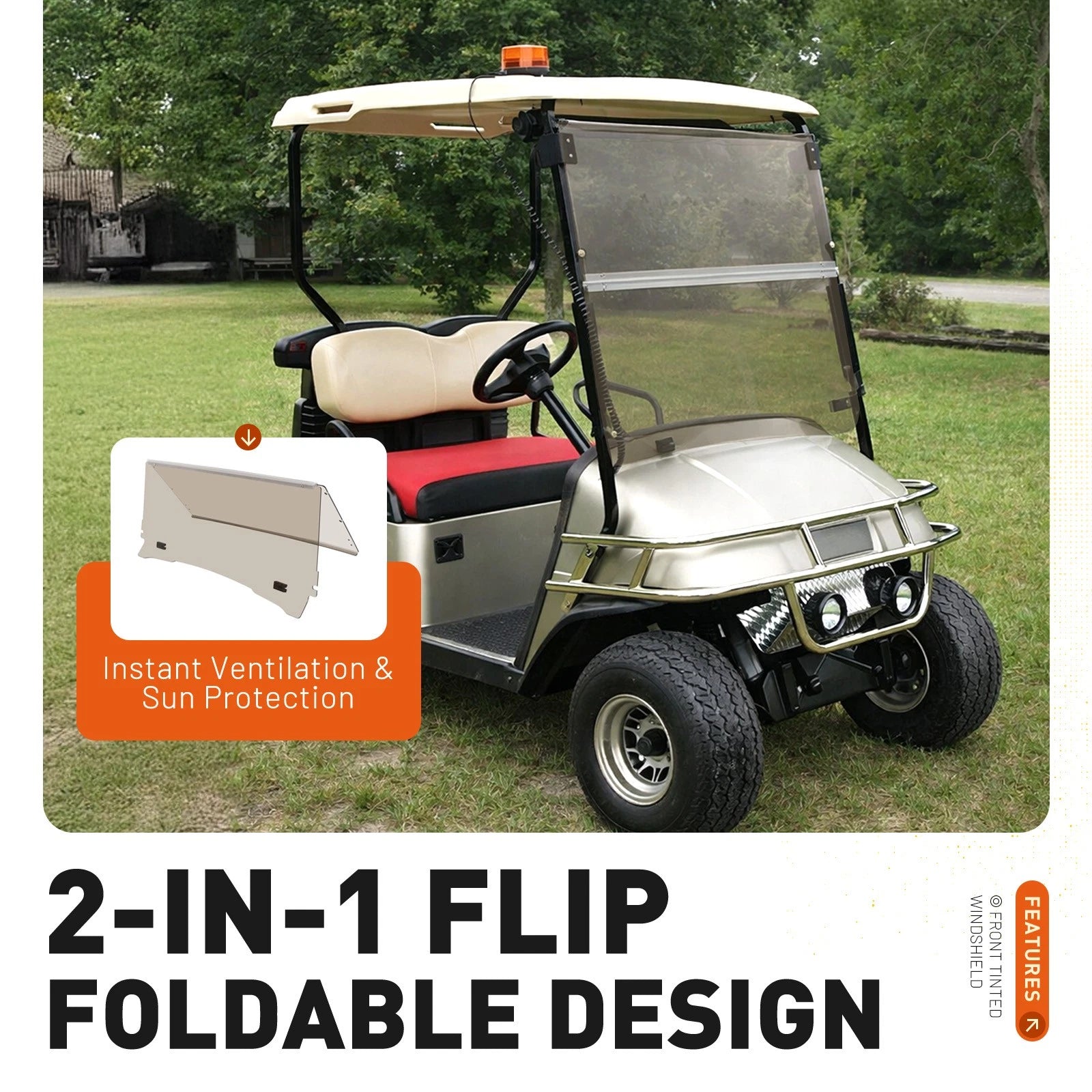 Foldable Tinted Windshield for EZGO TXT (1994–2014)