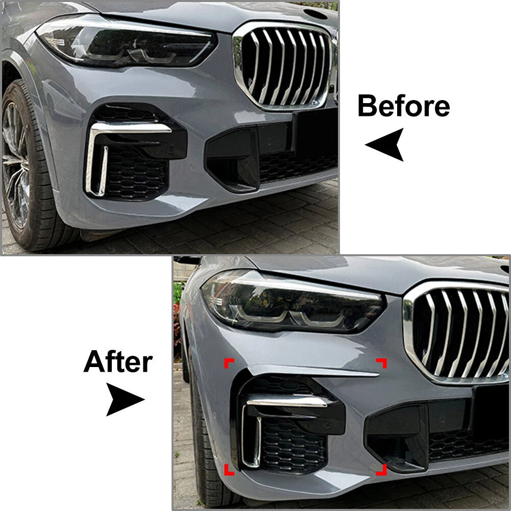 Glossy Black Front Bumper Side Vent Cover Trim for BMW X5 G05 (2019–2022)